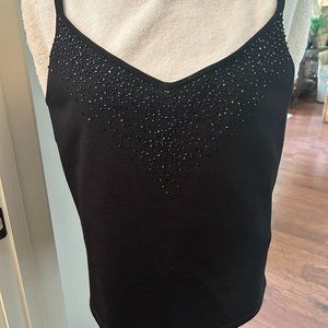 Linda Allard/Ellen Tracy Black Beaded tank top.